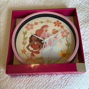 Disney Pink Princess Floral Clock